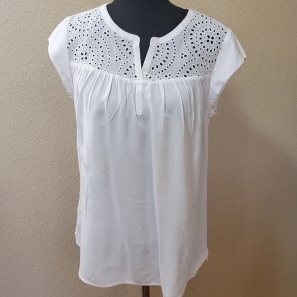 Daniel Rainn‎ White Eyelet Blouse XXL
